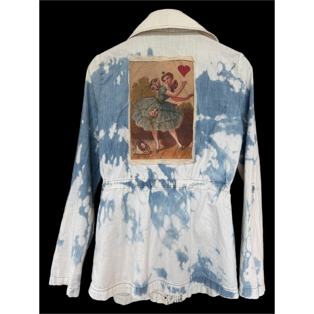 Upcycled Chambray Jacket Fairy Heart Art Patch Lightweight Cotton - Picture 4 of 11